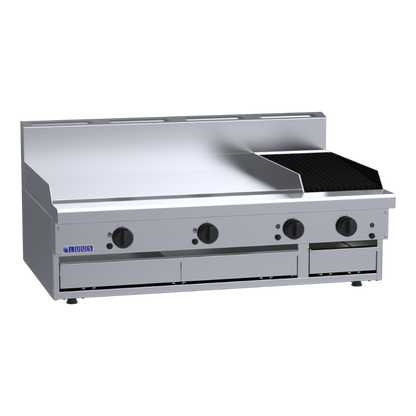 CS-9P3C: 1200mm Commercial Gas 900mm Griddle &amp; 300mm Chargrill