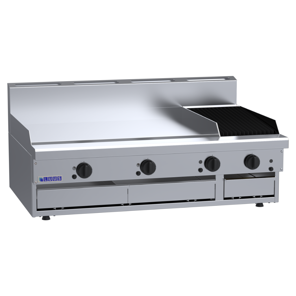 CS-9P3C: 1200mm Commercial Gas 900mm Griddle &amp; 300mm Chargrill