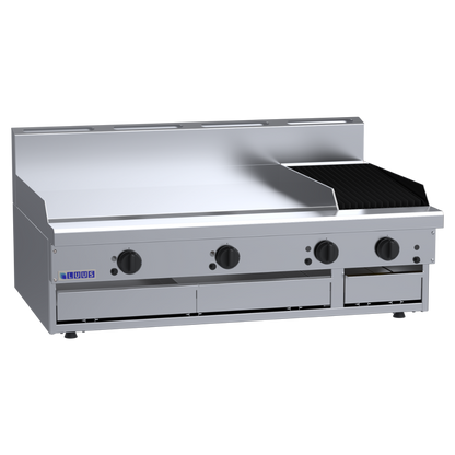 CS-9P3C: 1200mm Commercial Gas 900mm Griddle &amp; 300mm Chargrill