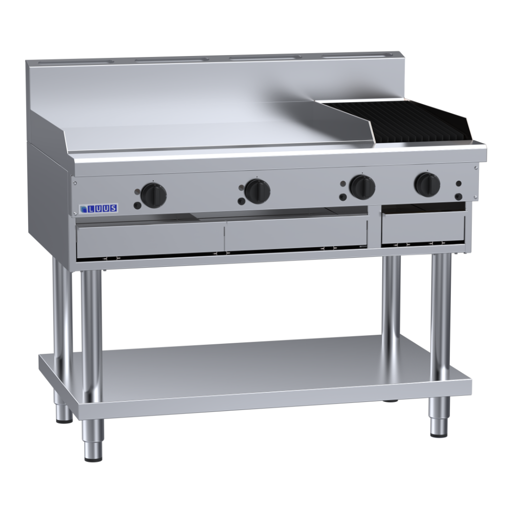 CS-9P3C: 1200mm Commercial Gas 900mm Griddle &amp; 300mm Chargrill