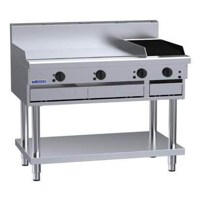 CS-9P3C: 1200mm Commercial Gas 900mm Griddle &amp; 300mm Chargrill