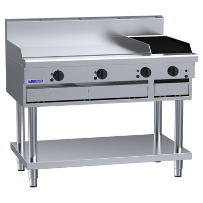 CS-9P3C: 1200mm Commercial Gas 900mm Griddle &amp; 300mm Chargrill