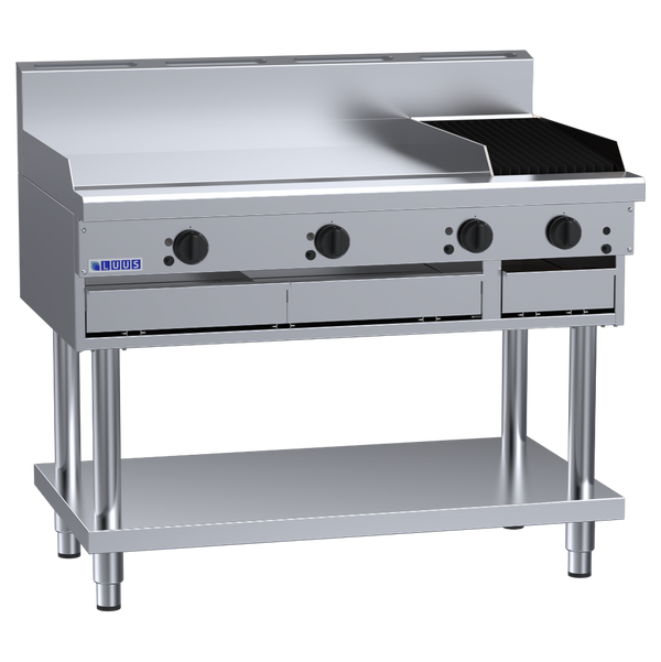 CS-9P3C: 1200mm Commercial Gas 900mm Griddle & 300mm Chargrill
