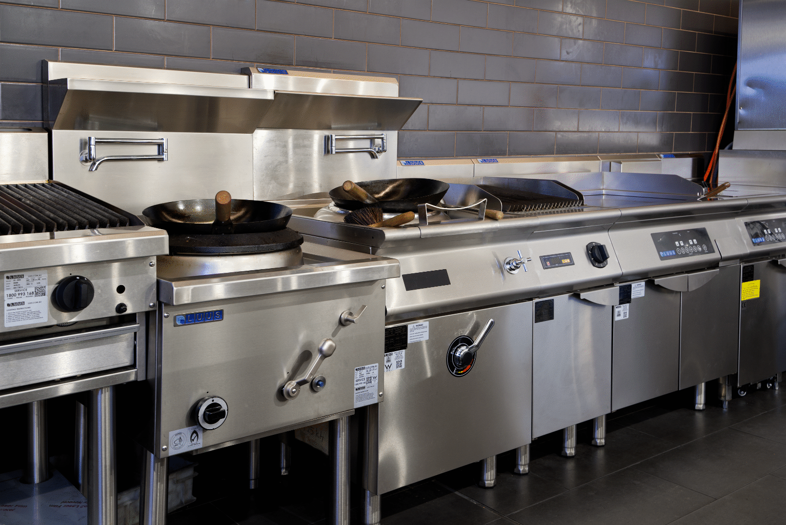 A bank of interconnected Luus Induction Cooking Equipment