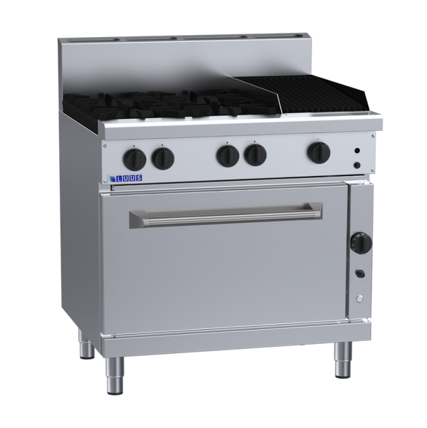 RF-4B3C: 900mm Gas 4 Burner 300mm Chargrill Range & Convection Oven