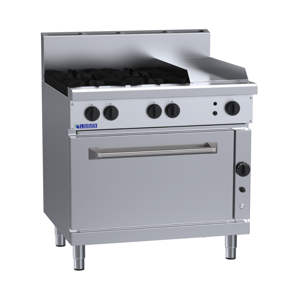 RF-4B3P: 900mm Gas 4 Burner 300mm Griddle Range &amp; Convection Oven