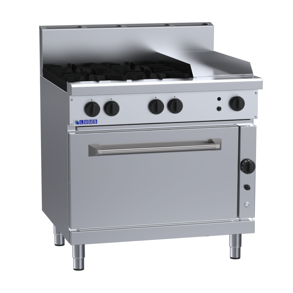 RF-4B3P: 900mm Gas 4 Burner 300mm Griddle Range &amp; Convection Oven