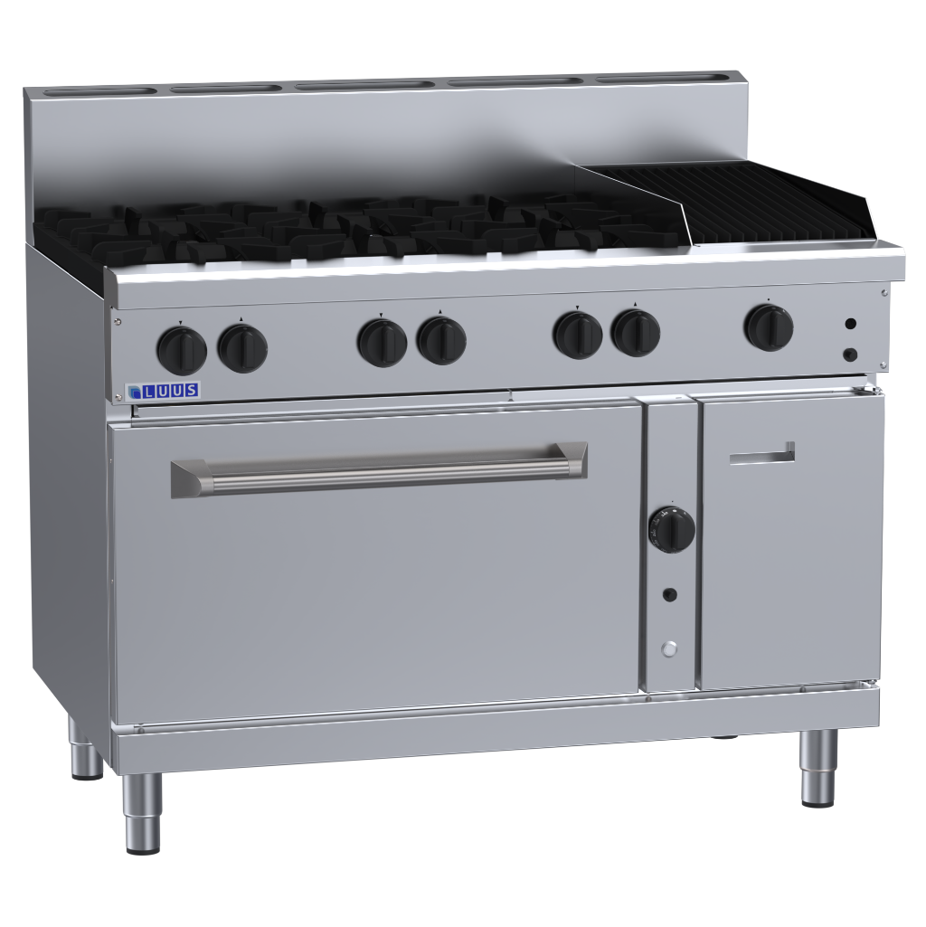 RF-6B3C: 1200mm Gas 6 Burner 300mm Chargrill Range &amp; Convection Oven