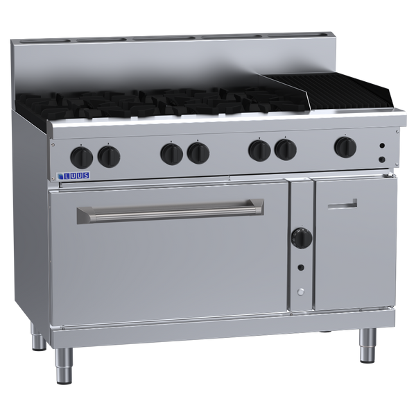 RF-6B3C: 1200mm Gas 6 Burner 300mm Chargrill Range & Convection Oven