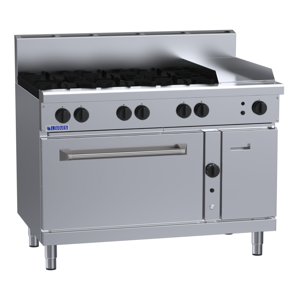 RF-6B3P: 1200mm Gas 6 Burner 300mm Griddle Range &amp; Convection Oven