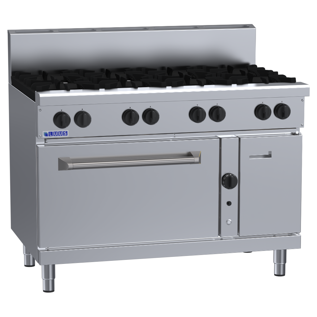RF-8B: 1200mm Commercial 8 Burner Range with Convection Oven
