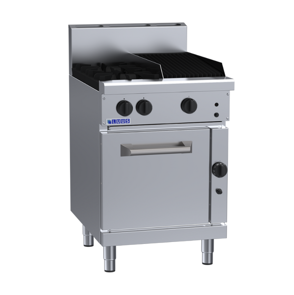 RS-2B3C: 600mm Gas 2 Burner 300mm Chargrill Range & Static Oven