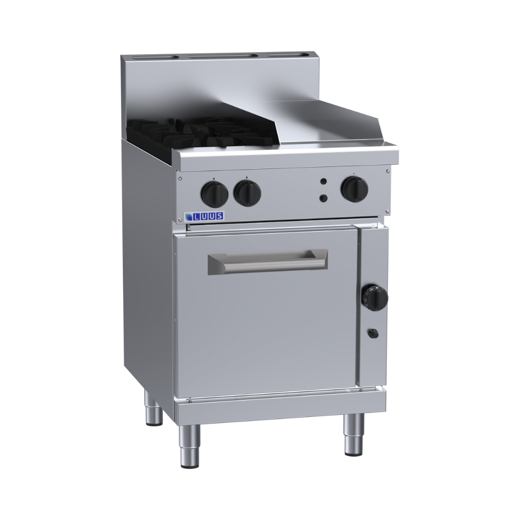 RS-2B3P: 600mm Gas 2 Burner 300mm Griddle Range &amp; Static Oven