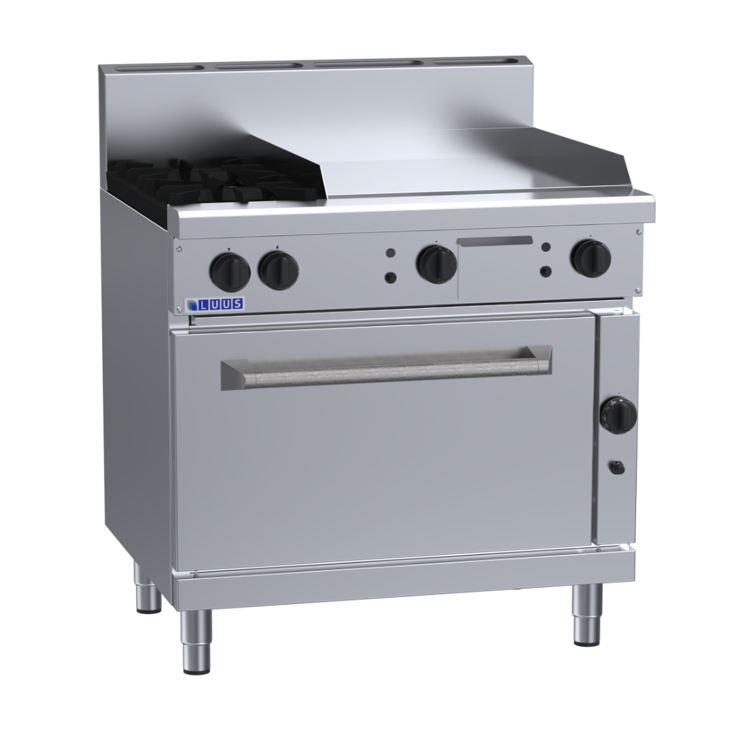 RS-2B6P: 900mm Gas 2 Burner 600mm Griddle Range &amp; Static Oven