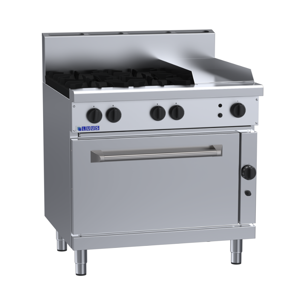 RS-4B3P: 900mm Gas 4 Burner 300mm Griddle Range &amp; Static Oven