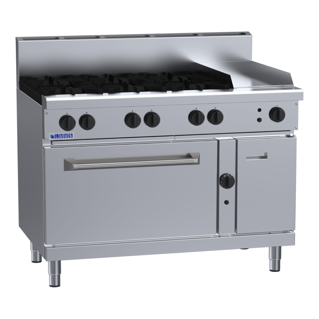 RS-6B3P: 1200mm Gas 6 Burner 300mm Griddle Range &amp; Static Oven