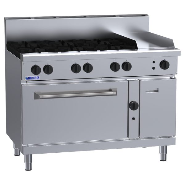 RS-6B3P: 1200mm Gas 6 Burner 300mm Griddle Range & Static Oven