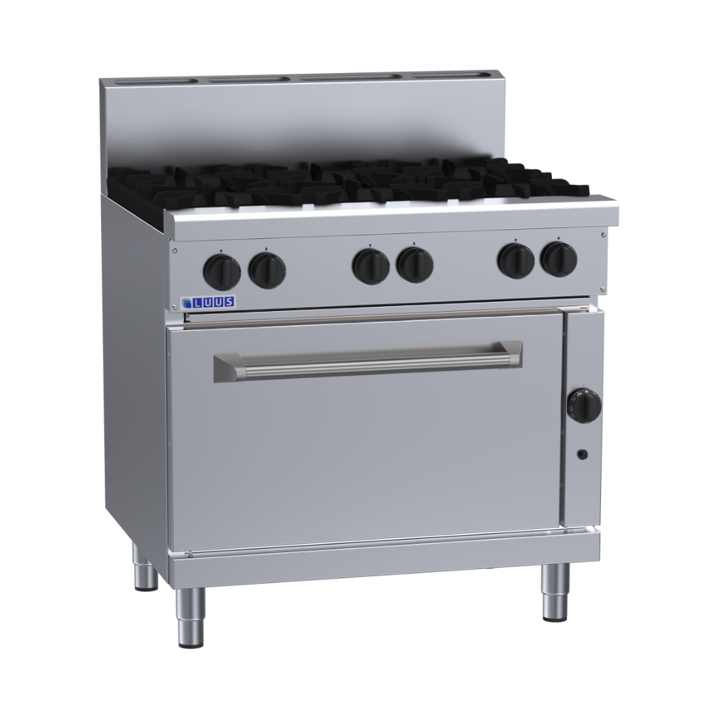 RS-6B: 900mm Commercial 6 Burner Range with Static Oven