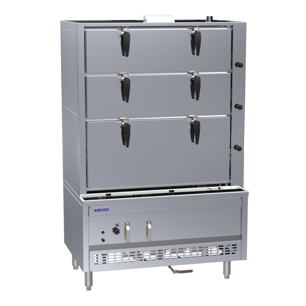 SCM-120: 1200mm Commercial Gas 3 Tier Auto-Refill Steam Cabinet