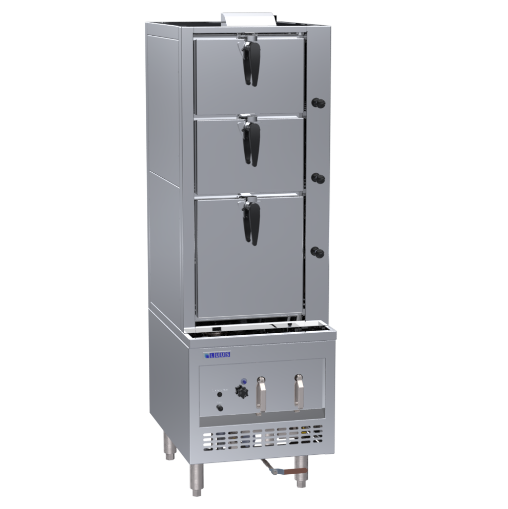 SCM-60: 600mm Commercial Gas 3 Tier Auto-Refill Steam Cabinet