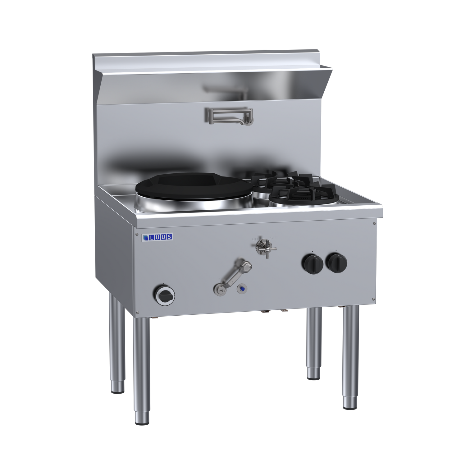 WZ-1C2B: 900mm Commercial Gas Waterless 1 Hole Wok + 2 Burners