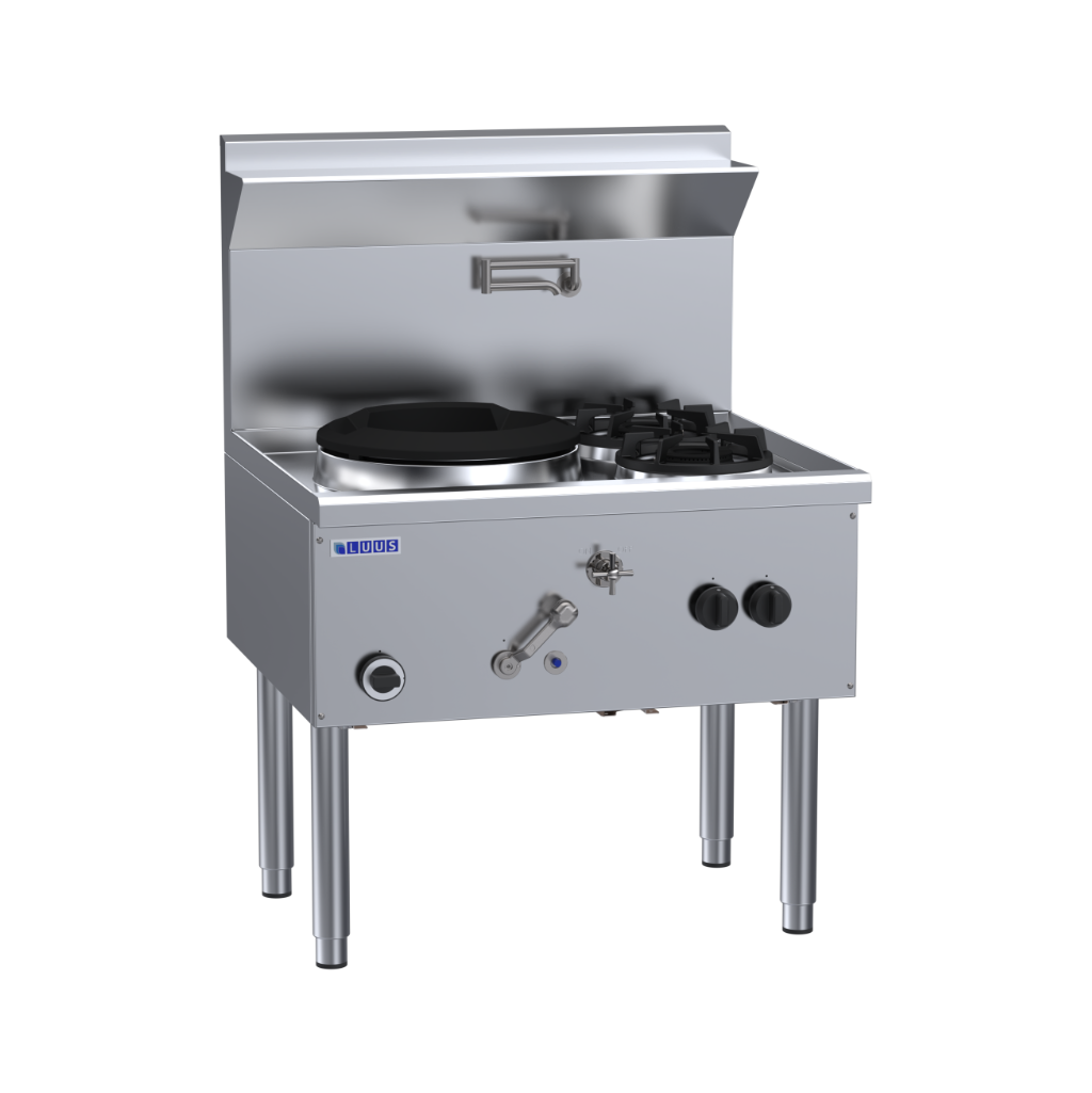 WZ-1C2B: 900mm Commercial Gas Waterless 1 Hole Wok + 2 Burners