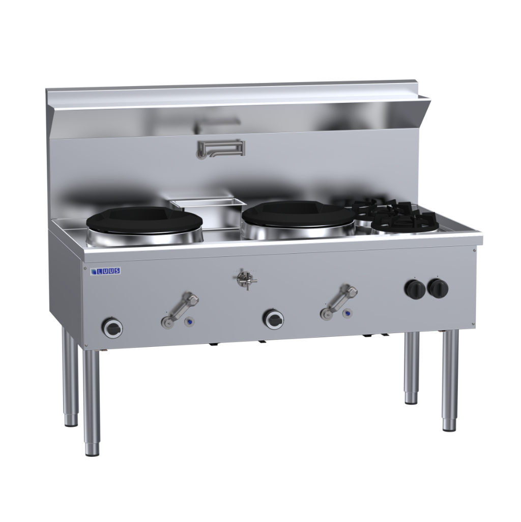 WZ-2C2B: 1500mm Commercial Gas Waterless 2 Hole Wok + 2 Burners