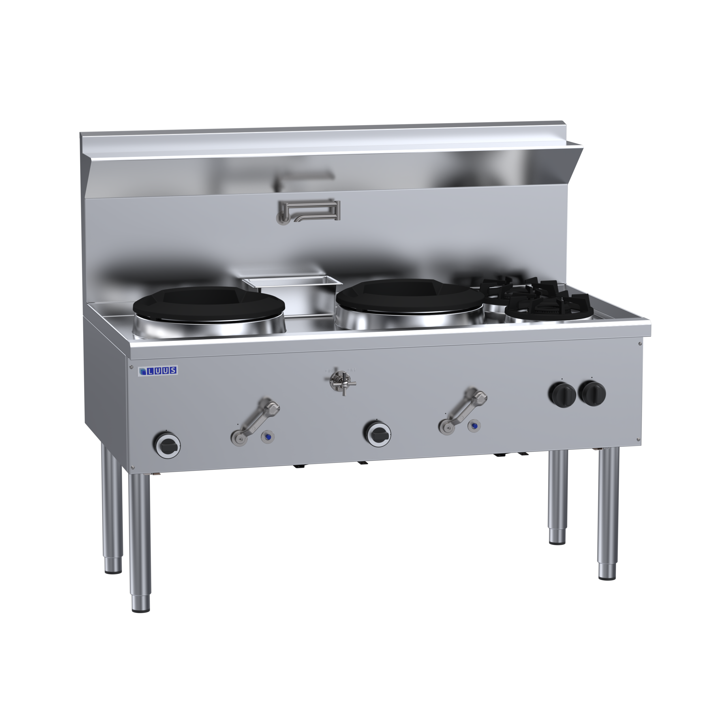 WZ-2C2B: 1500mm Commercial Gas Waterless 2 Hole Wok + 2 Burners