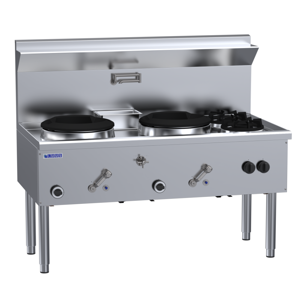 WZ-2C2B: 1500mm Commercial Gas Waterless 2 Hole Wok + 2 Burners