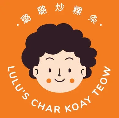 Lulu's Char Koay Teow logo featuring a cartoon character on an orange background.